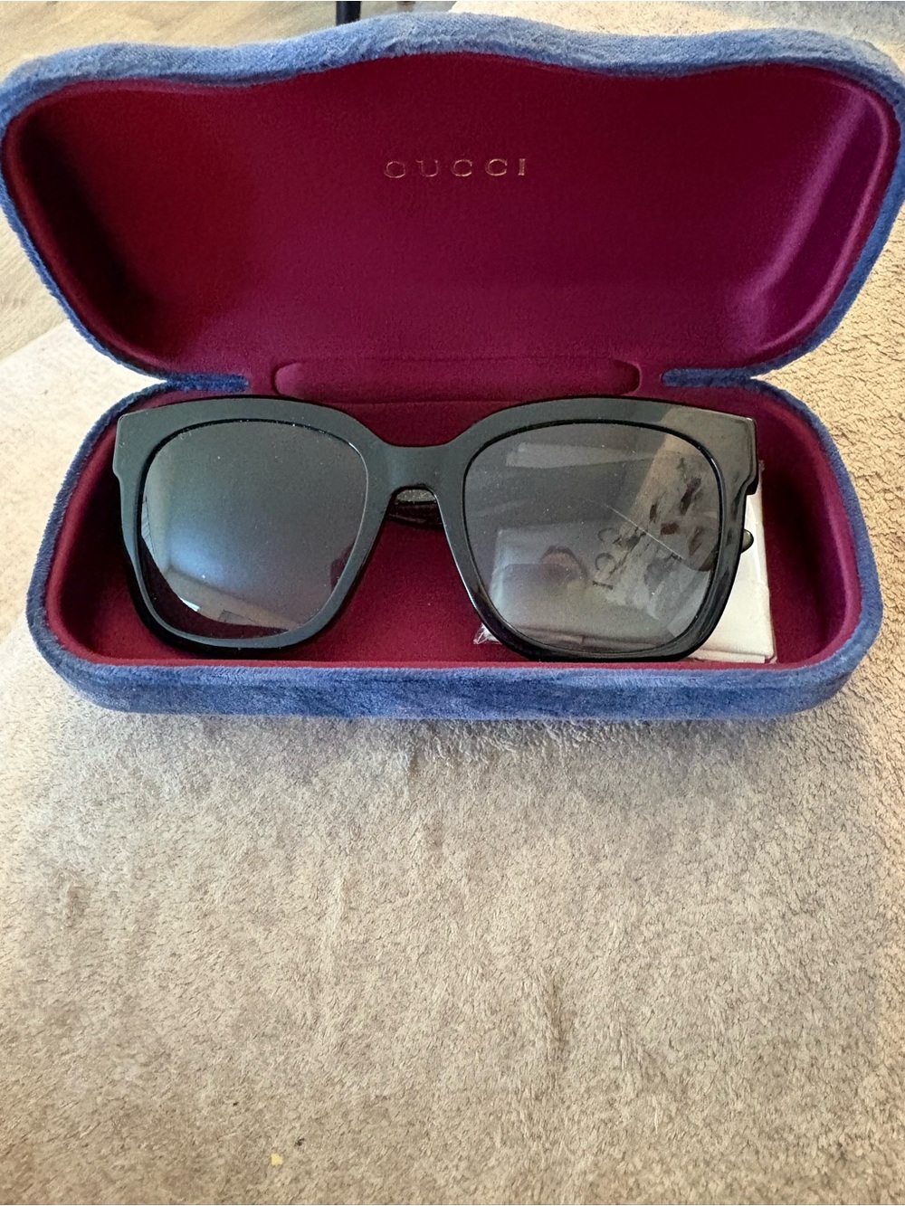 Gucci Women’s Black Oversized Square Sunglasses with Grey Lenses